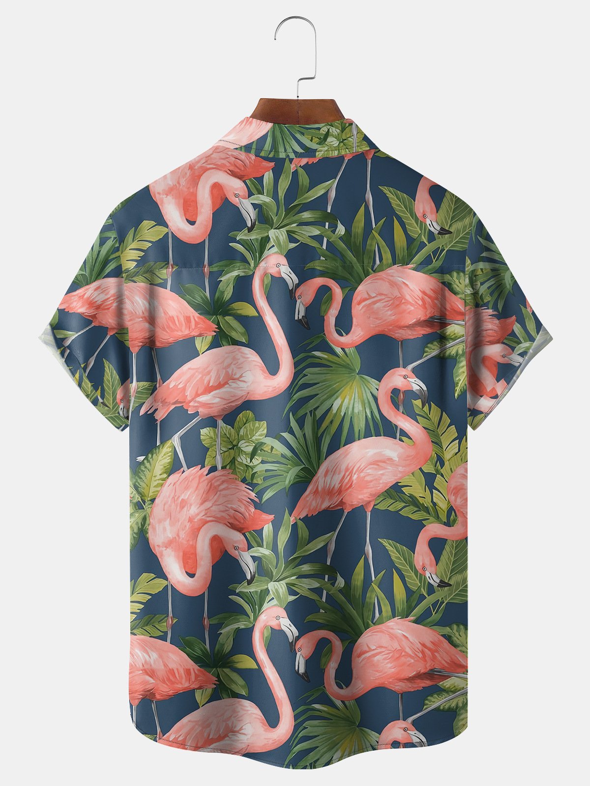 Flamingo Chest Pocket Short Sleeve Hawaiian Shirt