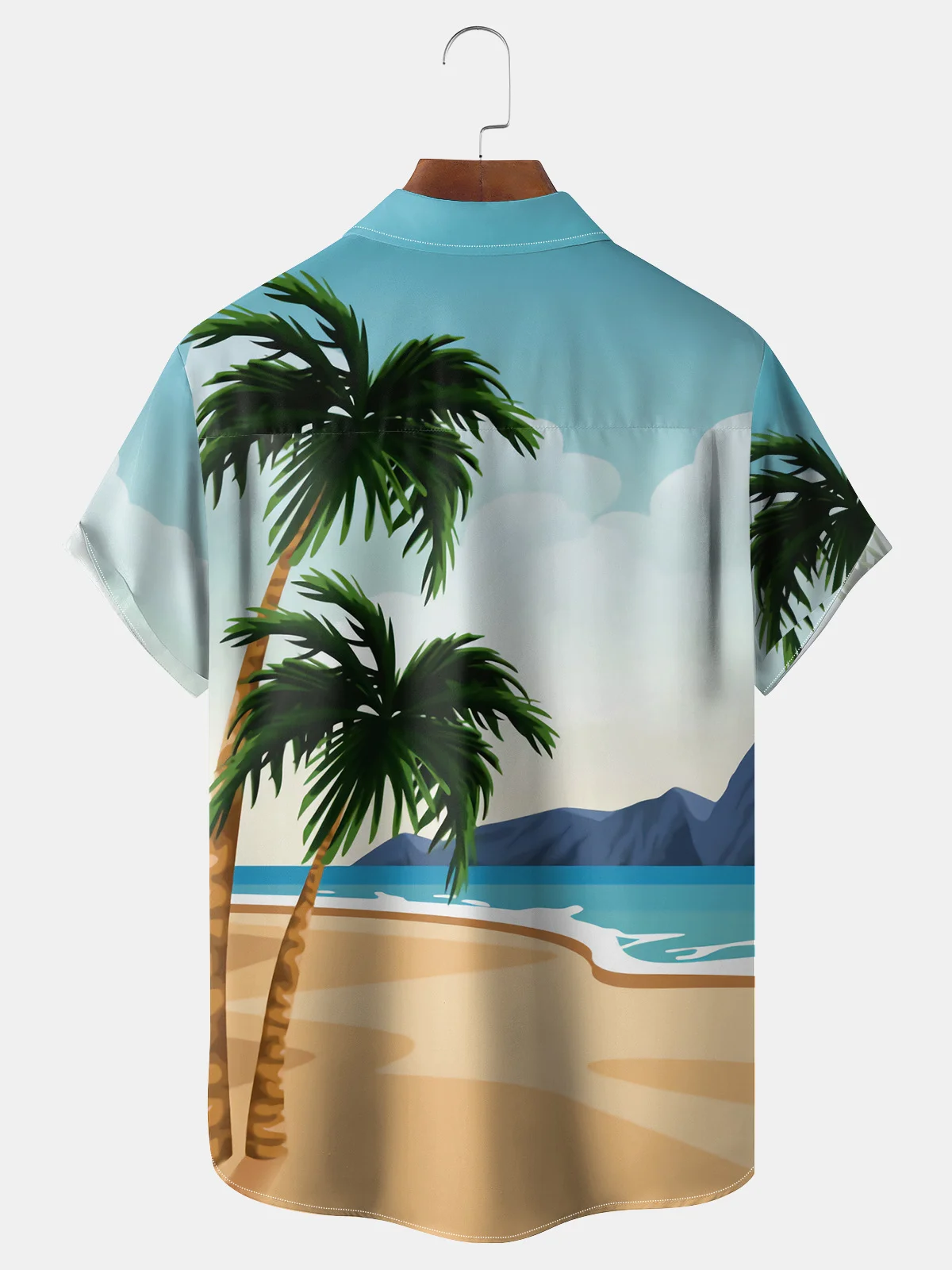 Coconut Tree Chest Pocket Short Sleeve Hawaiian Shirt