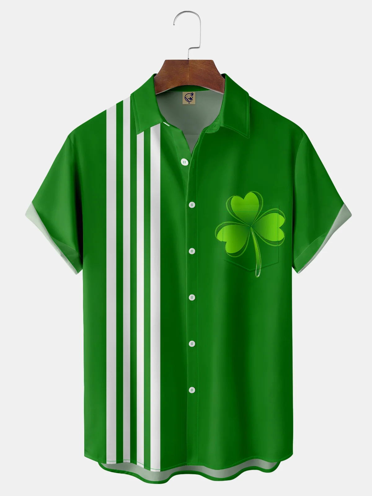 St. Patrick's Day Chest Pocket Short Sleeve Casual Shirt