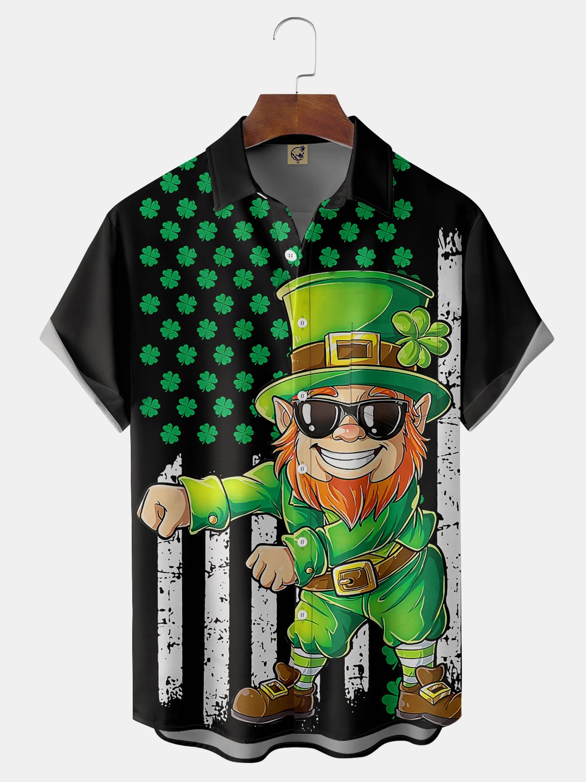 St. Patrick's Day Chest Pocket Short Sleeve Casual Shirt