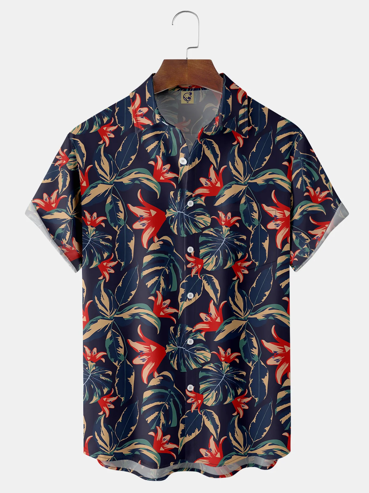 Floral Chest Pocket Short Sleeve Hawaiian Shirt