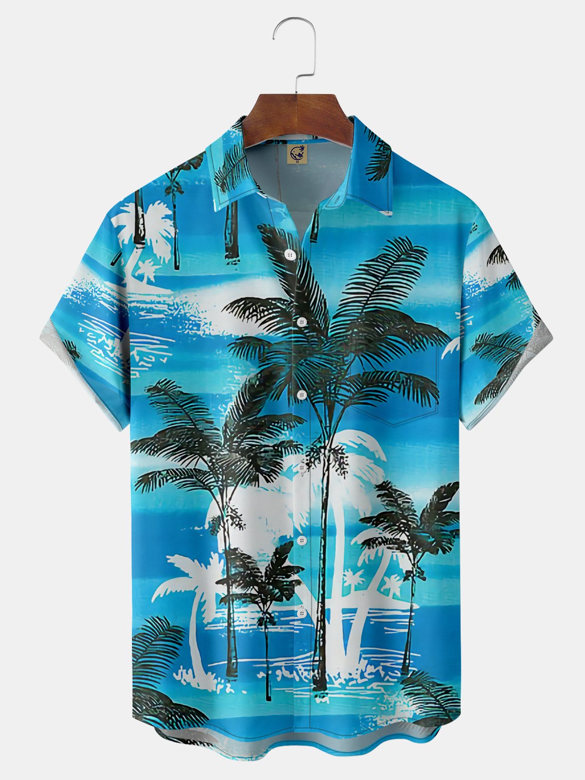 Coconut Tree Chest Pocket Short Sleeve Hawaiian Shirt