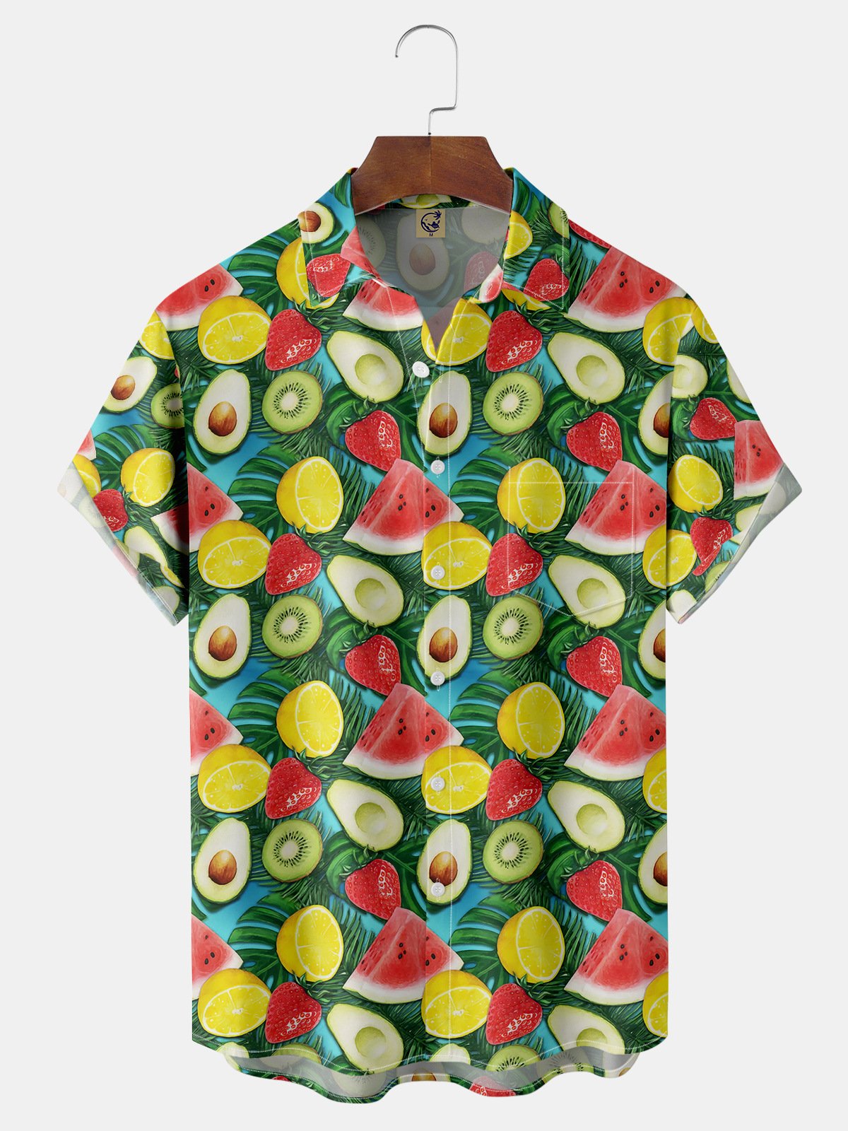 Fruit Chest Pocket Short Sleeve Hawaiian Shirt