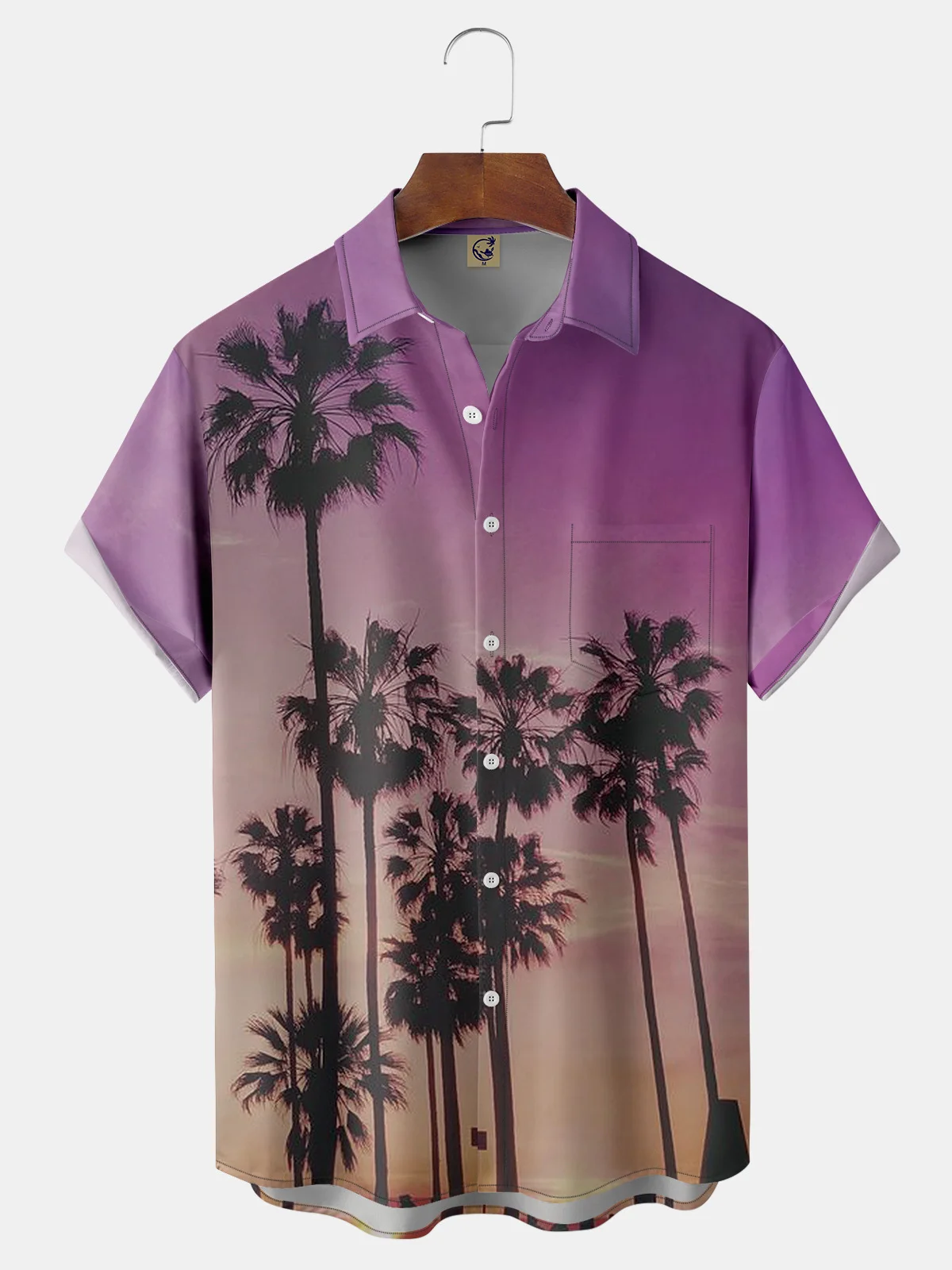 Coconut Tree Chest Pocket Short Sleeve Hawaiian Shirt