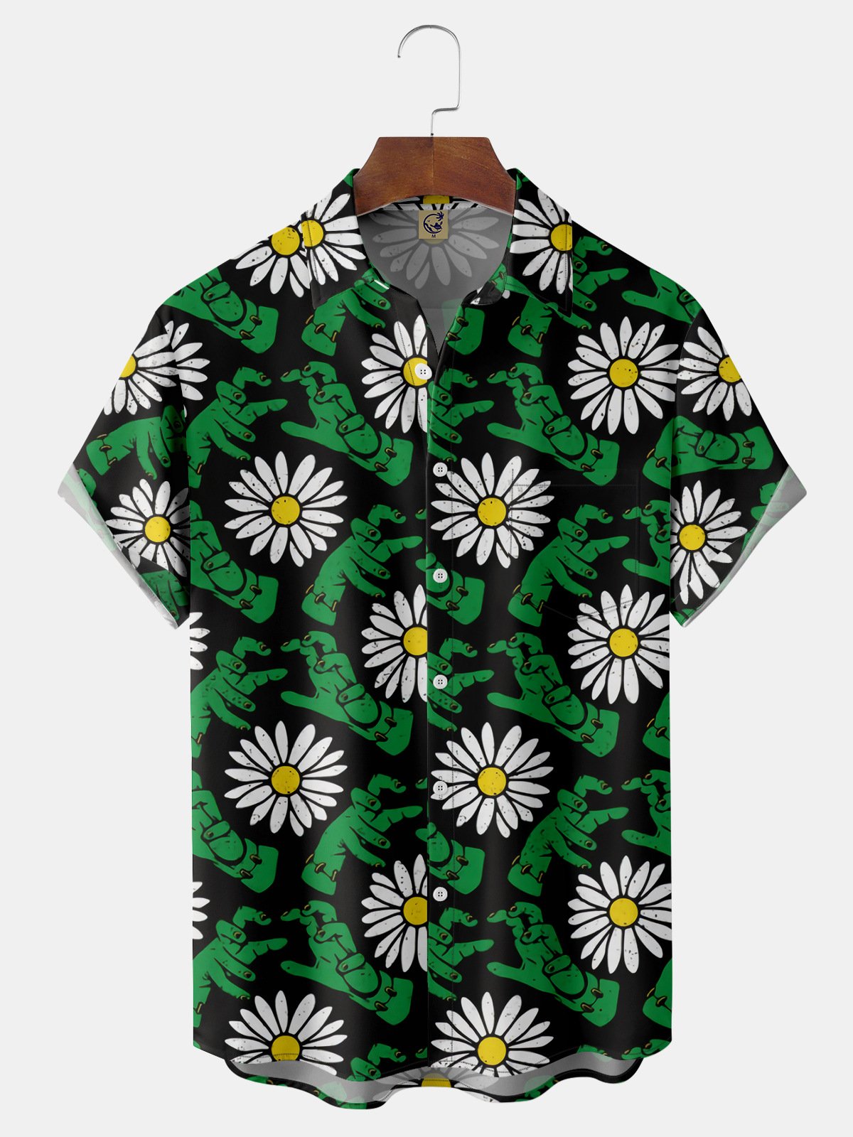 Funky Daisy Chest Pocket Short Sleeve Hawaiian Shirt