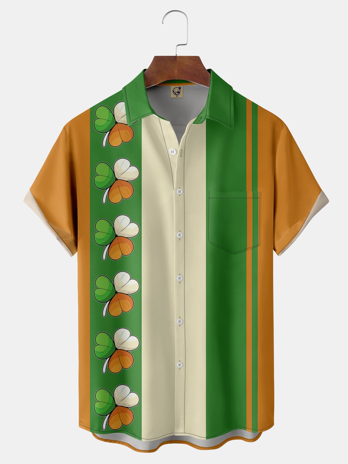 St. Patrick's Day Chest Pocket Short Sleeve Bowling Shirt