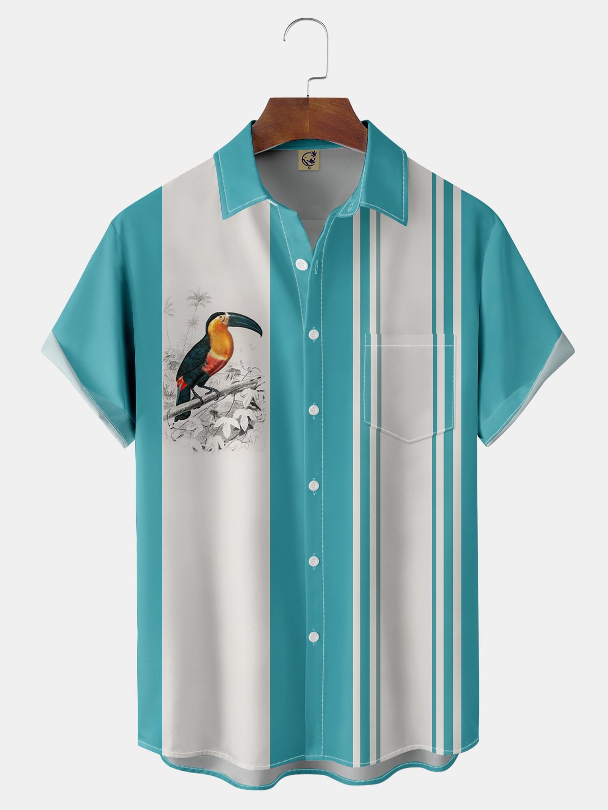 Toucan Chest Pocket Short Sleeve Bowling Shirt