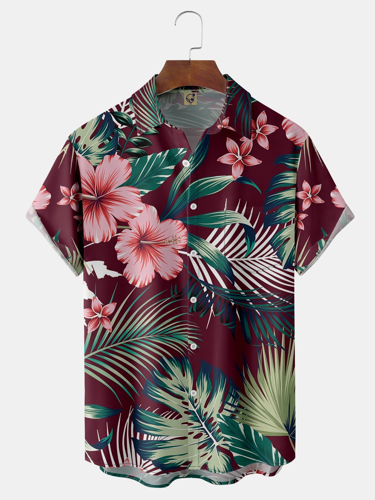 Floral Chest Pocket Short Sleeve Hawaiian Shirt