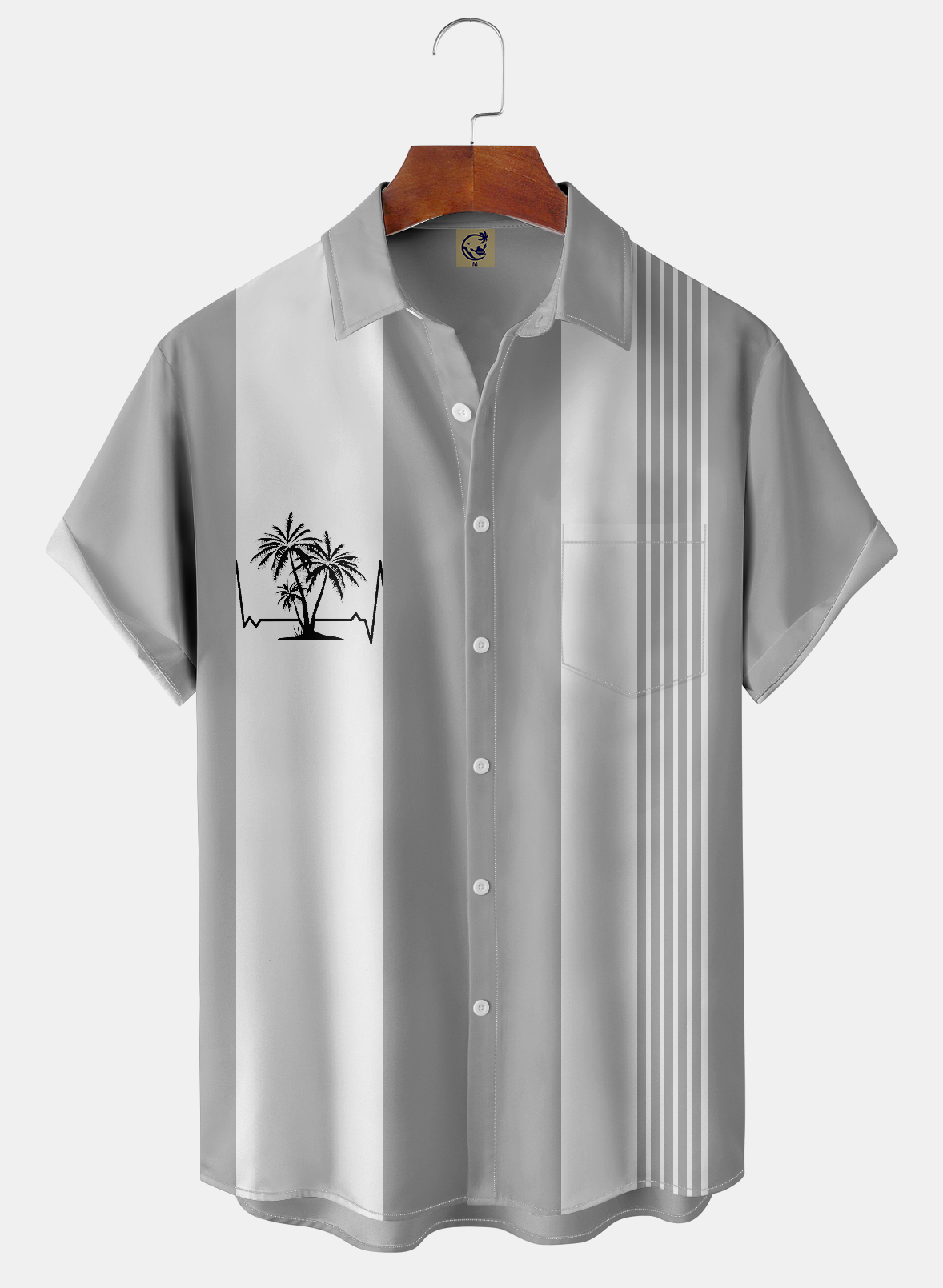 Coconut Tree Chest Pocket Short Sleeve Bowling Shirt