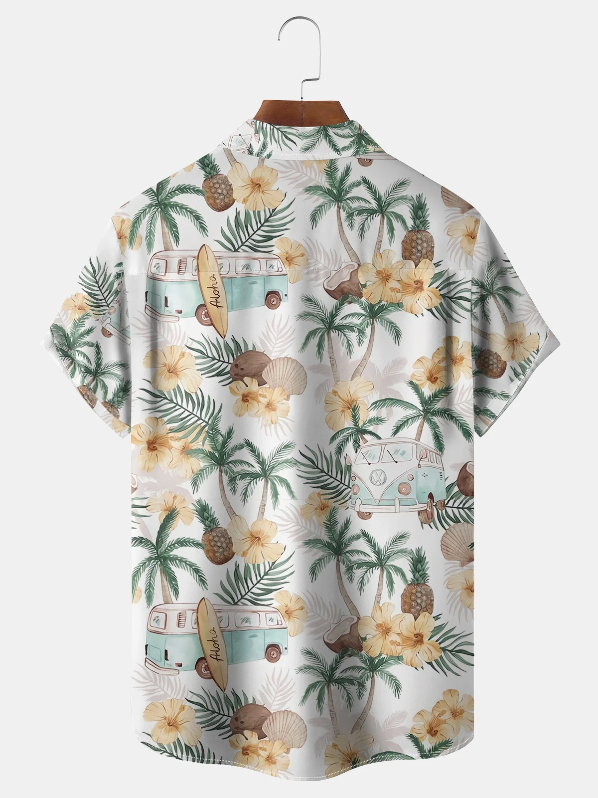 Coconut Tree Chest Pocket Short Sleeve Hawaiian Shirt