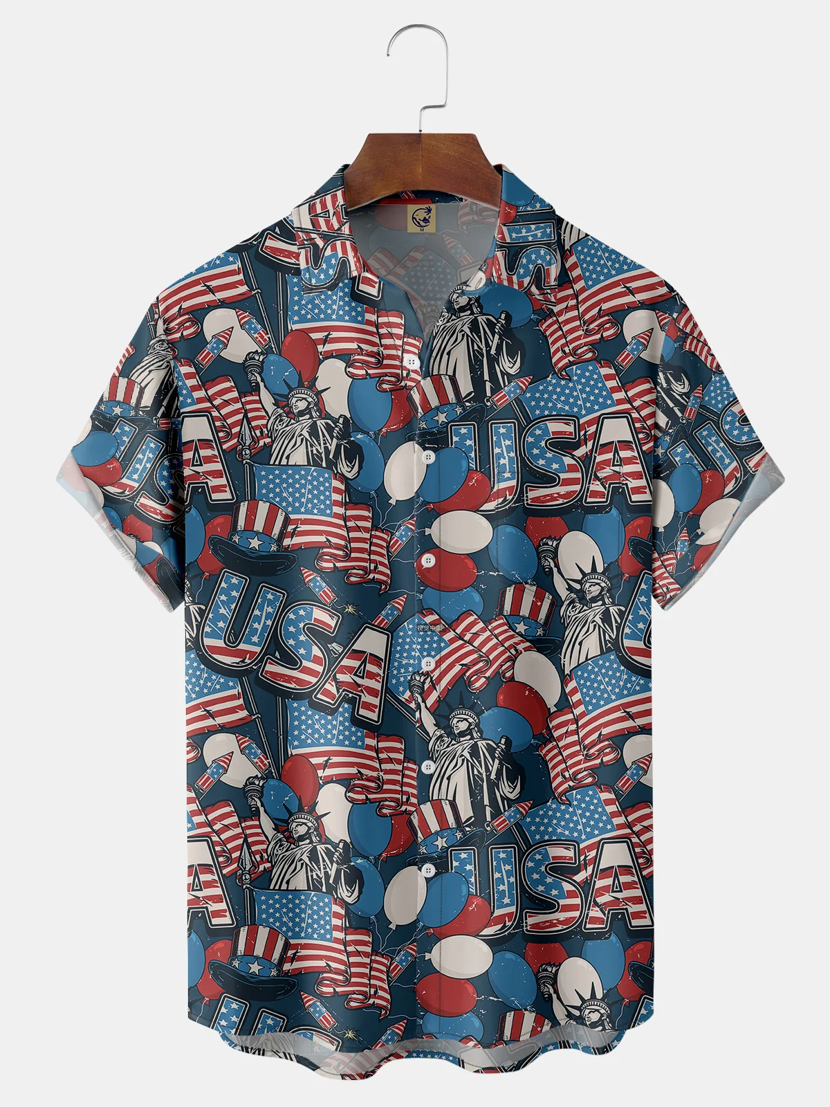 American Flag Chest Pocket Short Sleeve Shirt