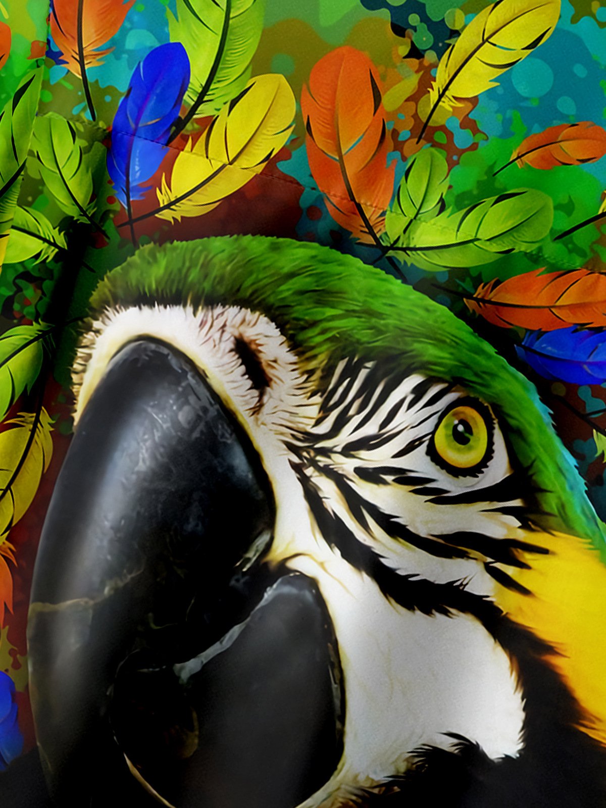 Parrots Chest Pocket Short Sleeve Hawaiian Shirt