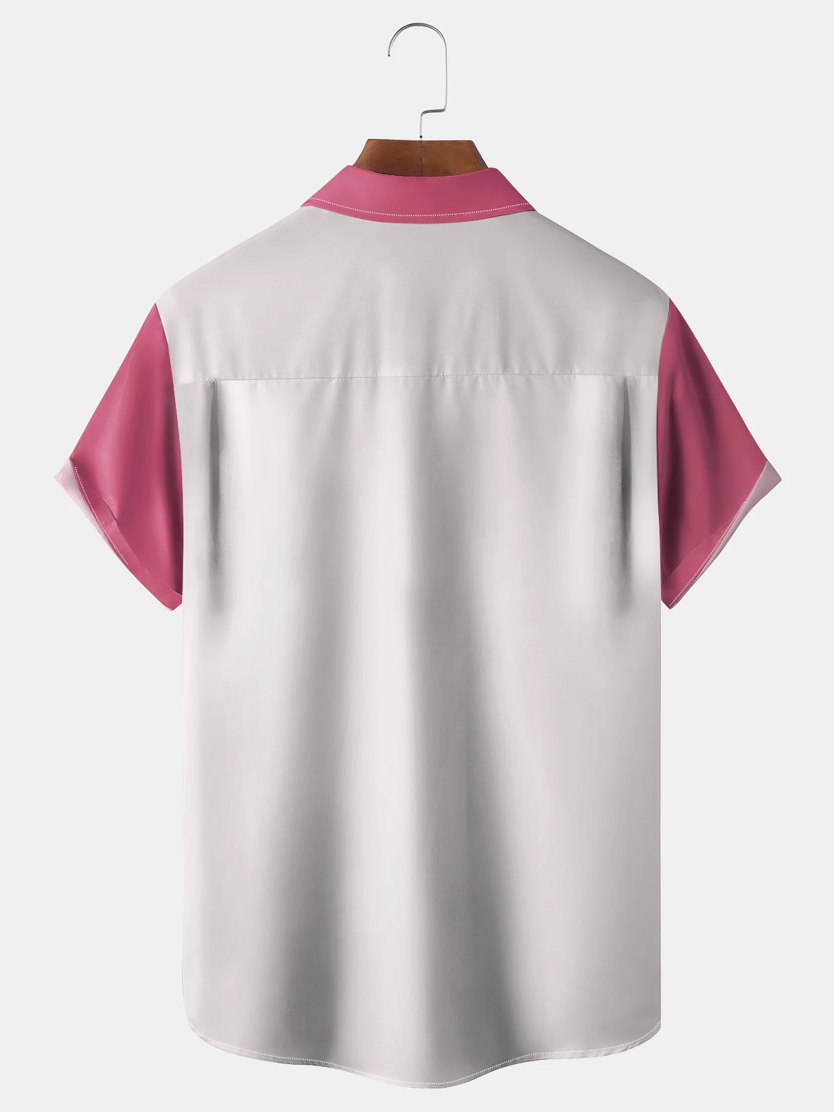 Geometric Flamingo Chest Pocket Short Sleeve Bowling Shirt