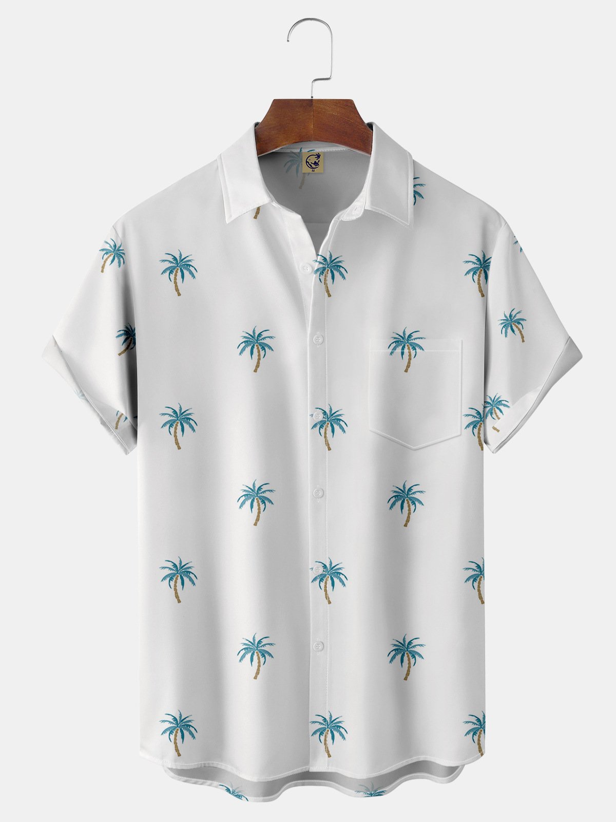 Coconut Tree Chest Pocket Short Sleeve Hawaiian Shirt