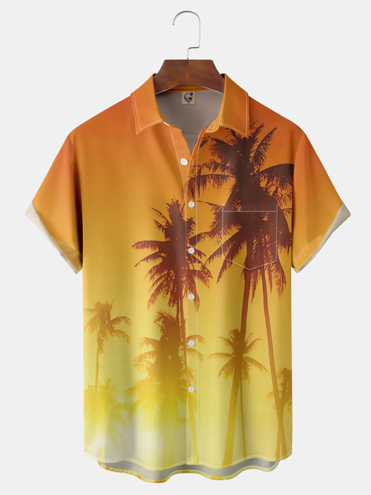 Coconut Tree Chest Pocket Short Sleeve Hawaiian Shirt