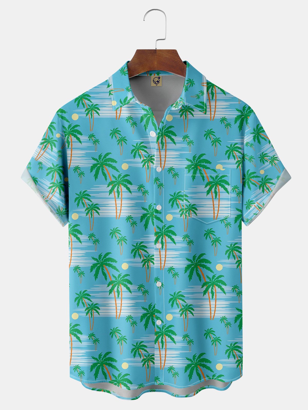 Coconut Tree Chest Pocket Short Sleeve Hawaiian Shirt