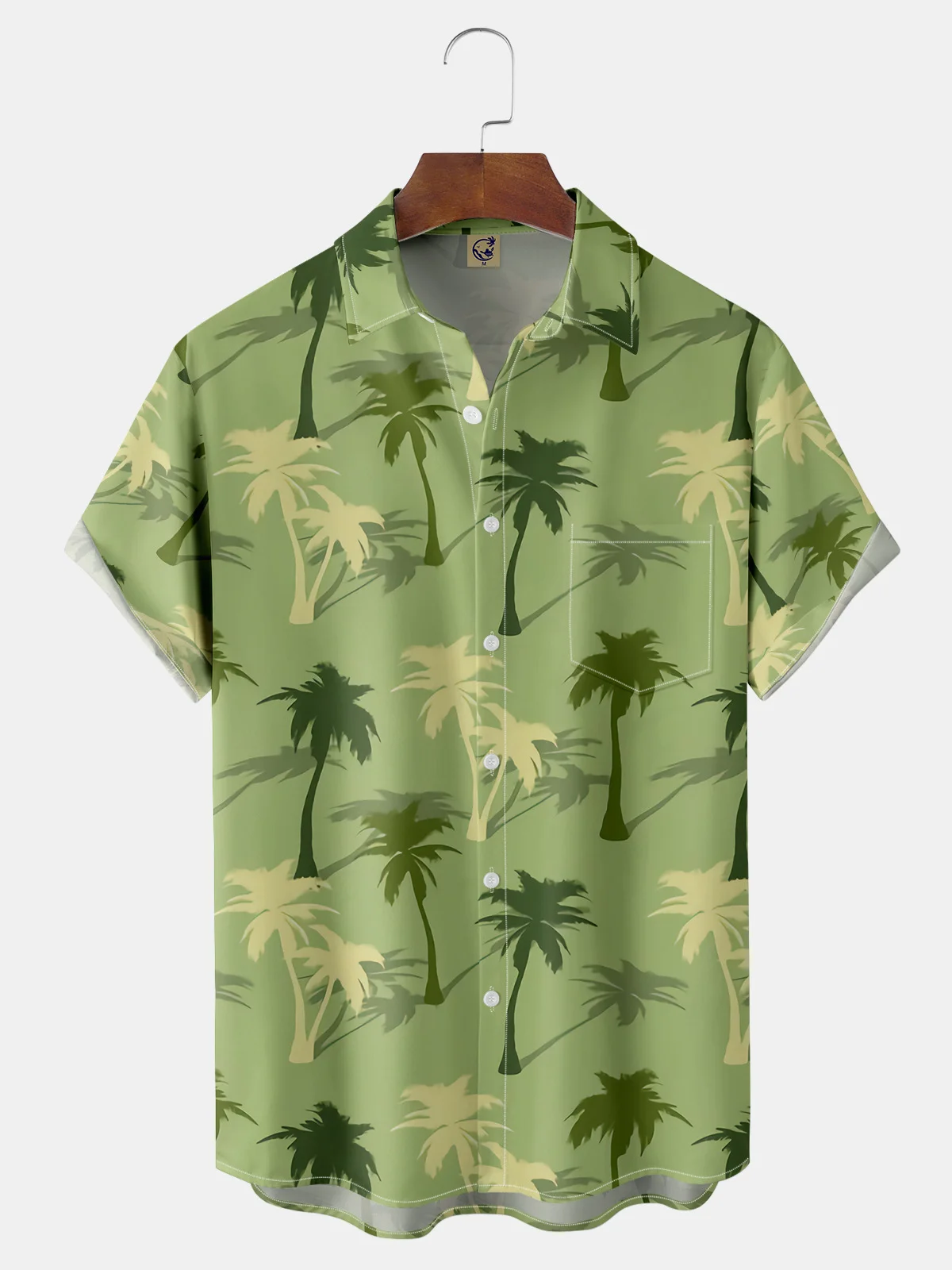 Coconut Tree Chest Pocket Short Sleeve Hawaiian Shirt