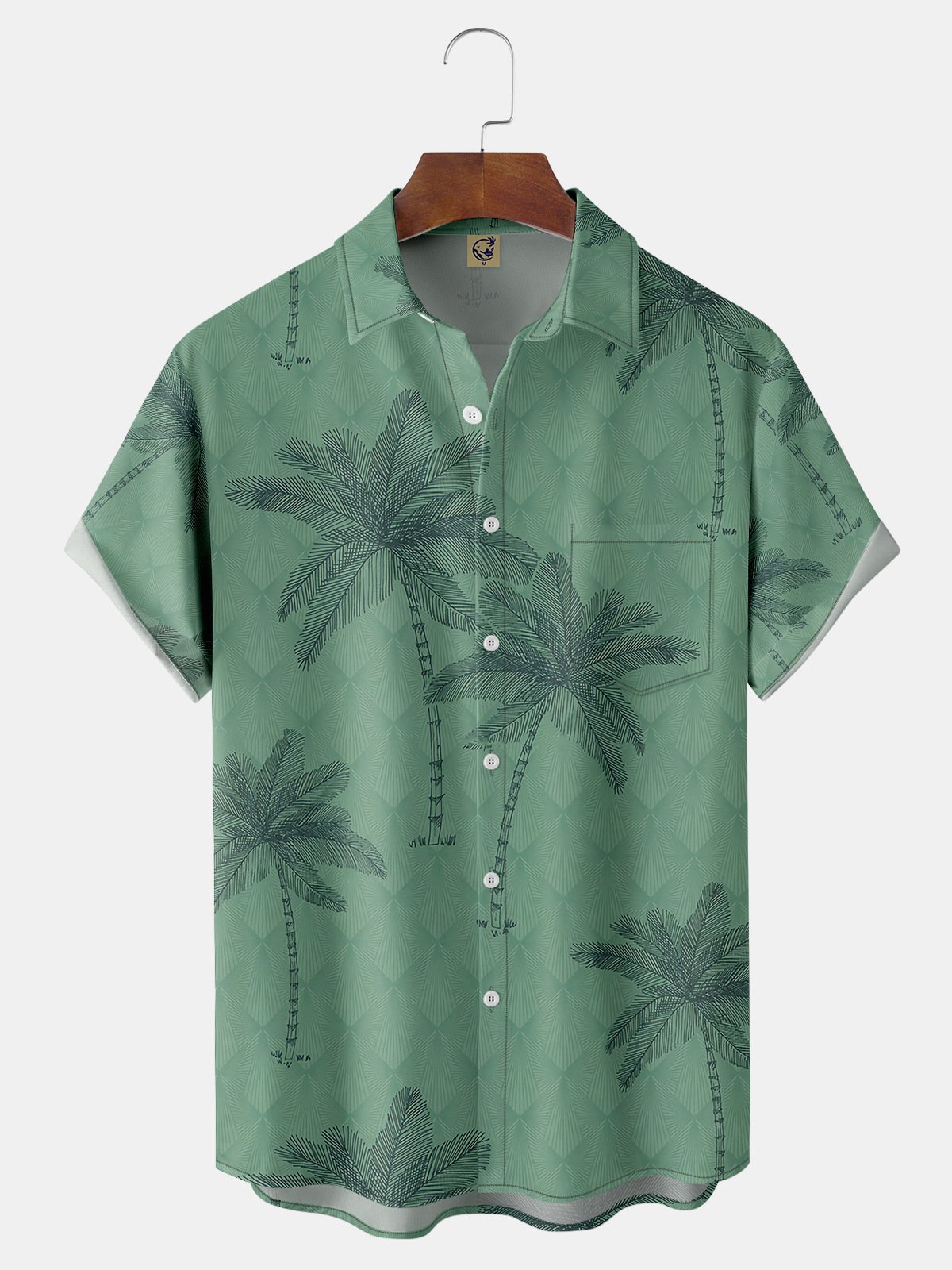 Coconut Tree Chest Pocket Short Sleeve Hawaiian Shirt