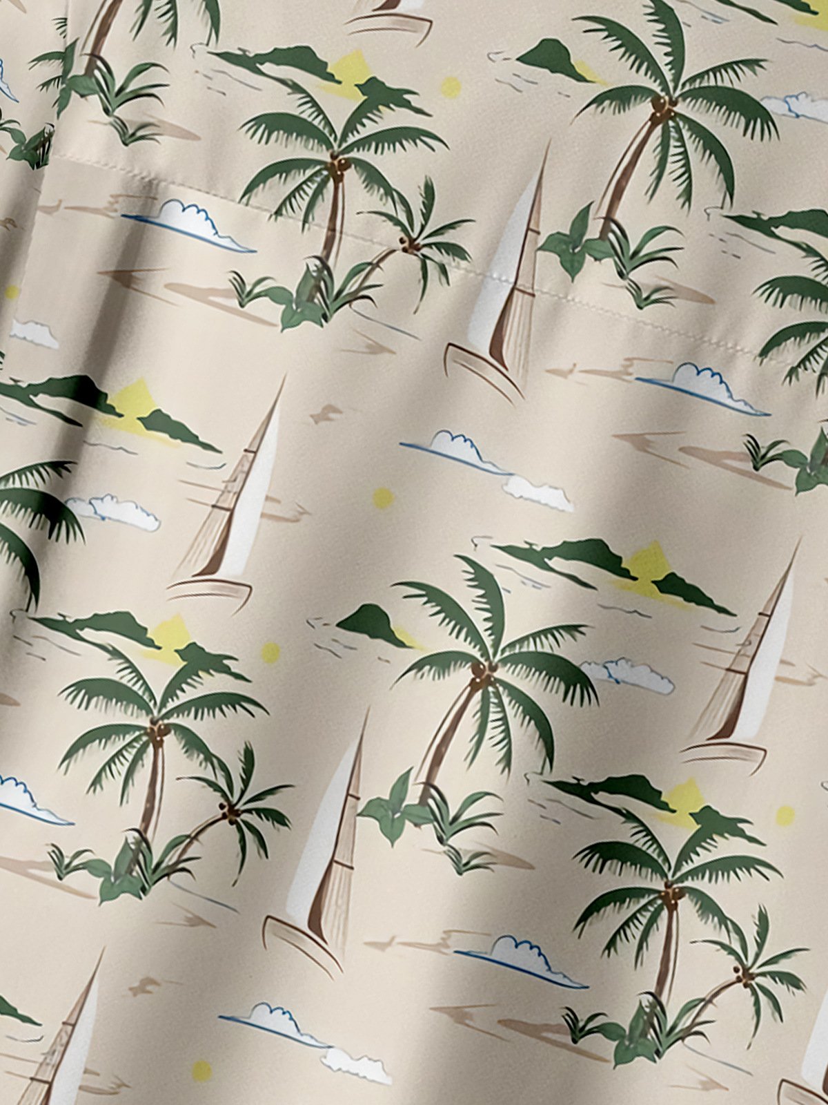 Coconut Tree Chest Pocket Short Sleeve Hawaiian Shirt