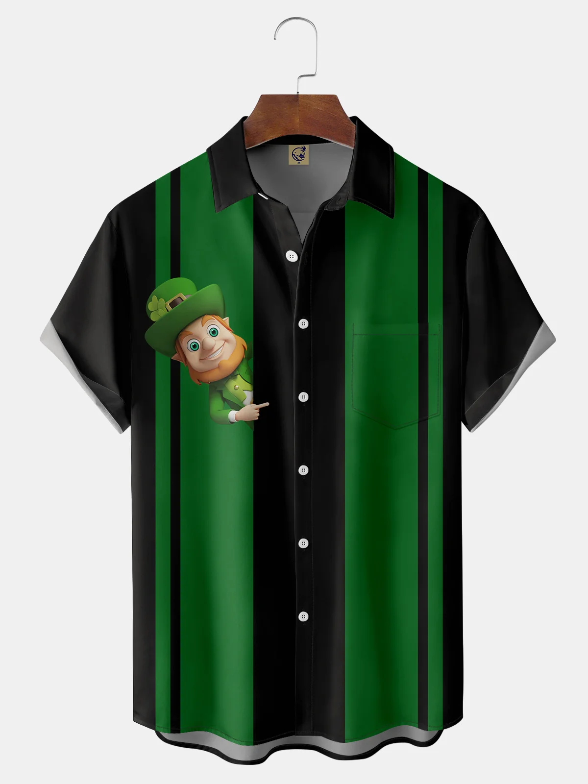 St. Patrick's Day Chest Pocket Short Sleeve Casual Shirt