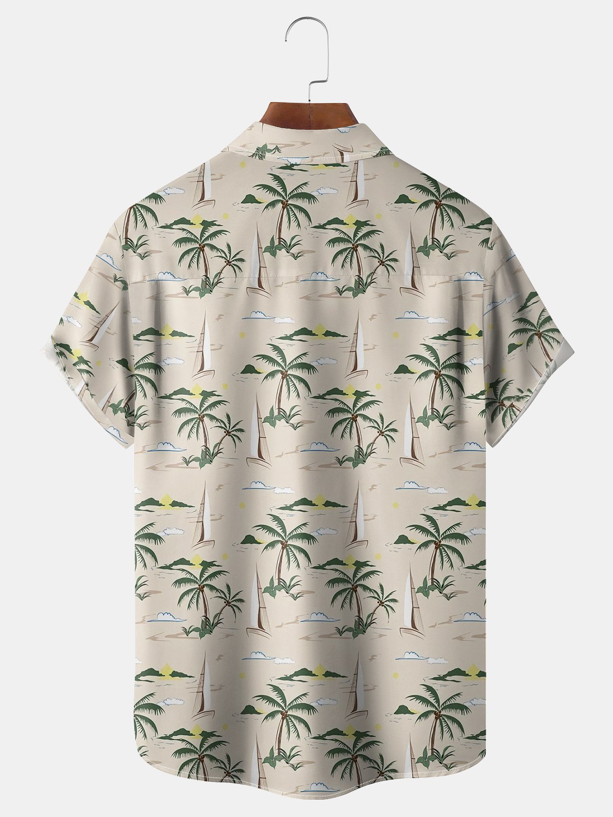 Coconut Tree Chest Pocket Short Sleeve Hawaiian Shirt