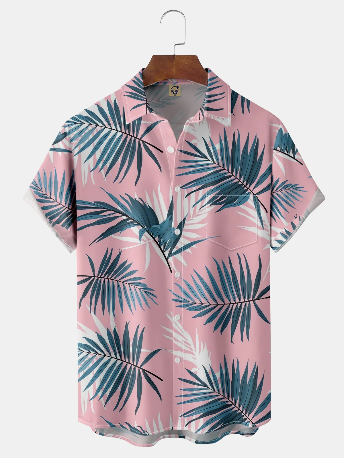 Botanical Leaves Chest Pocket Short Sleeve Hawaiian Shirt