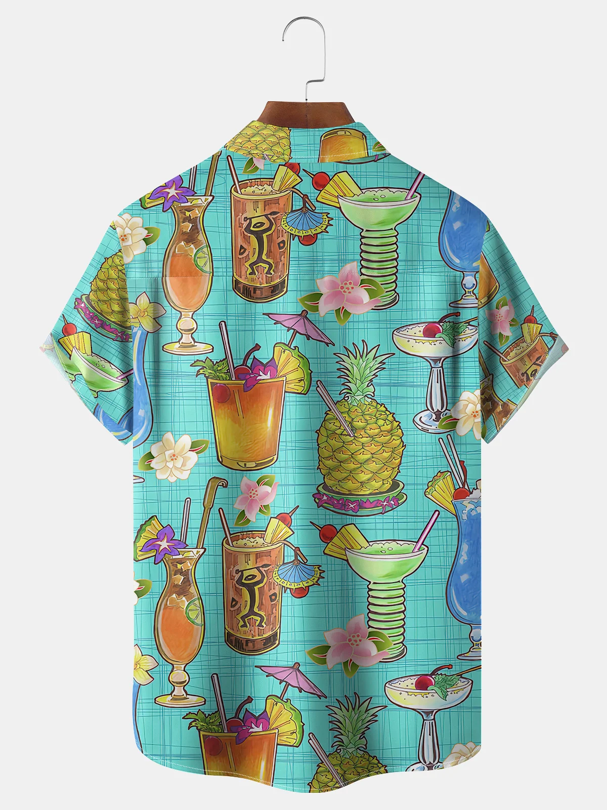 Cocktail Chest Pocket Short Sleeve Hawaiian Shirt