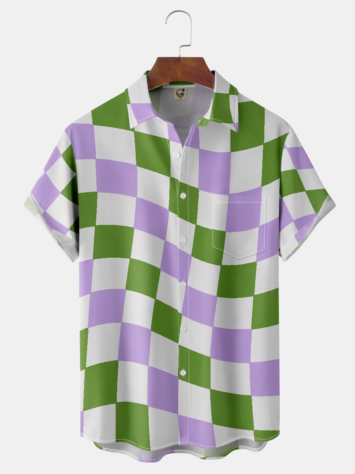 Contrast Check Chest Pocket Short Sleeve Casual Shirt