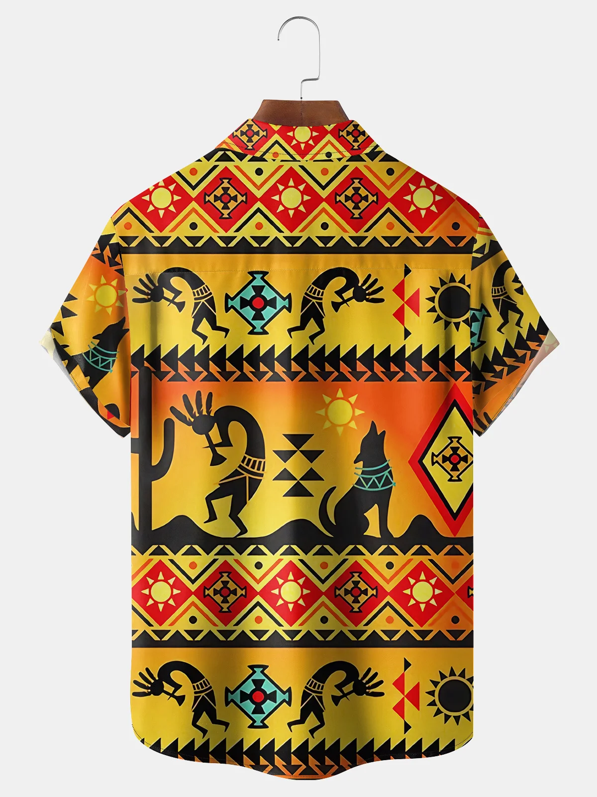 Ethnic Chest Pocket Short Sleeve Hawaiian Shirt