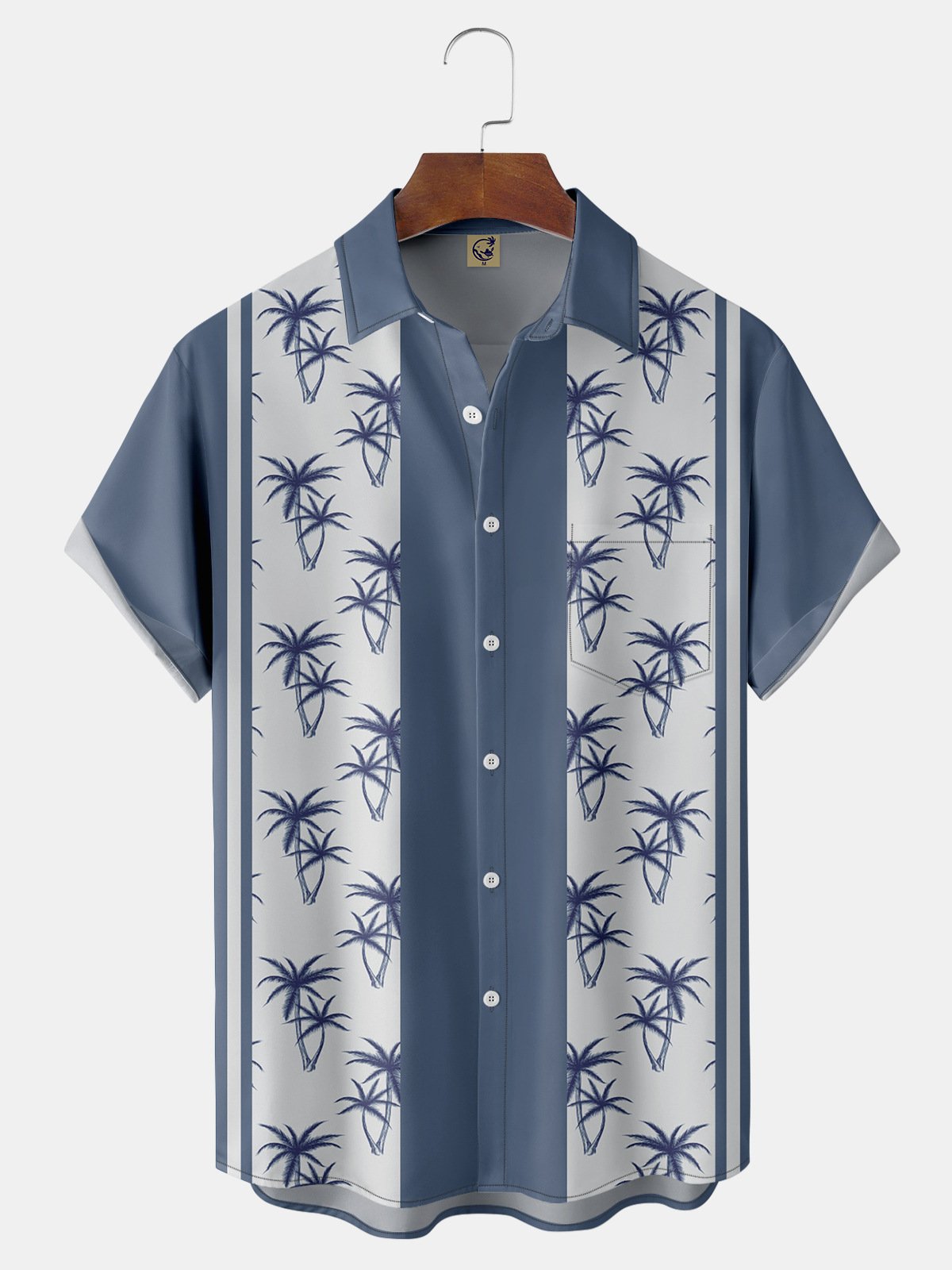 Coconut Tree Chest Pocket Short Sleeve Bowling Shirt