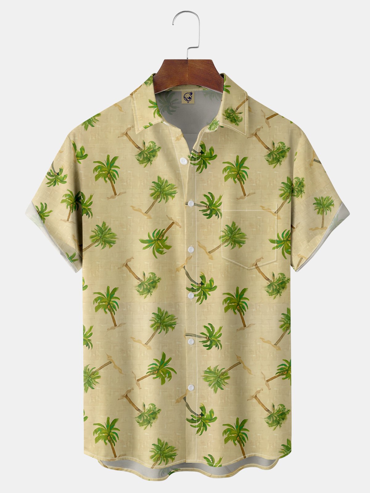 Coconut Tree Chest Pocket Short Sleeve Hawaiian Shirt