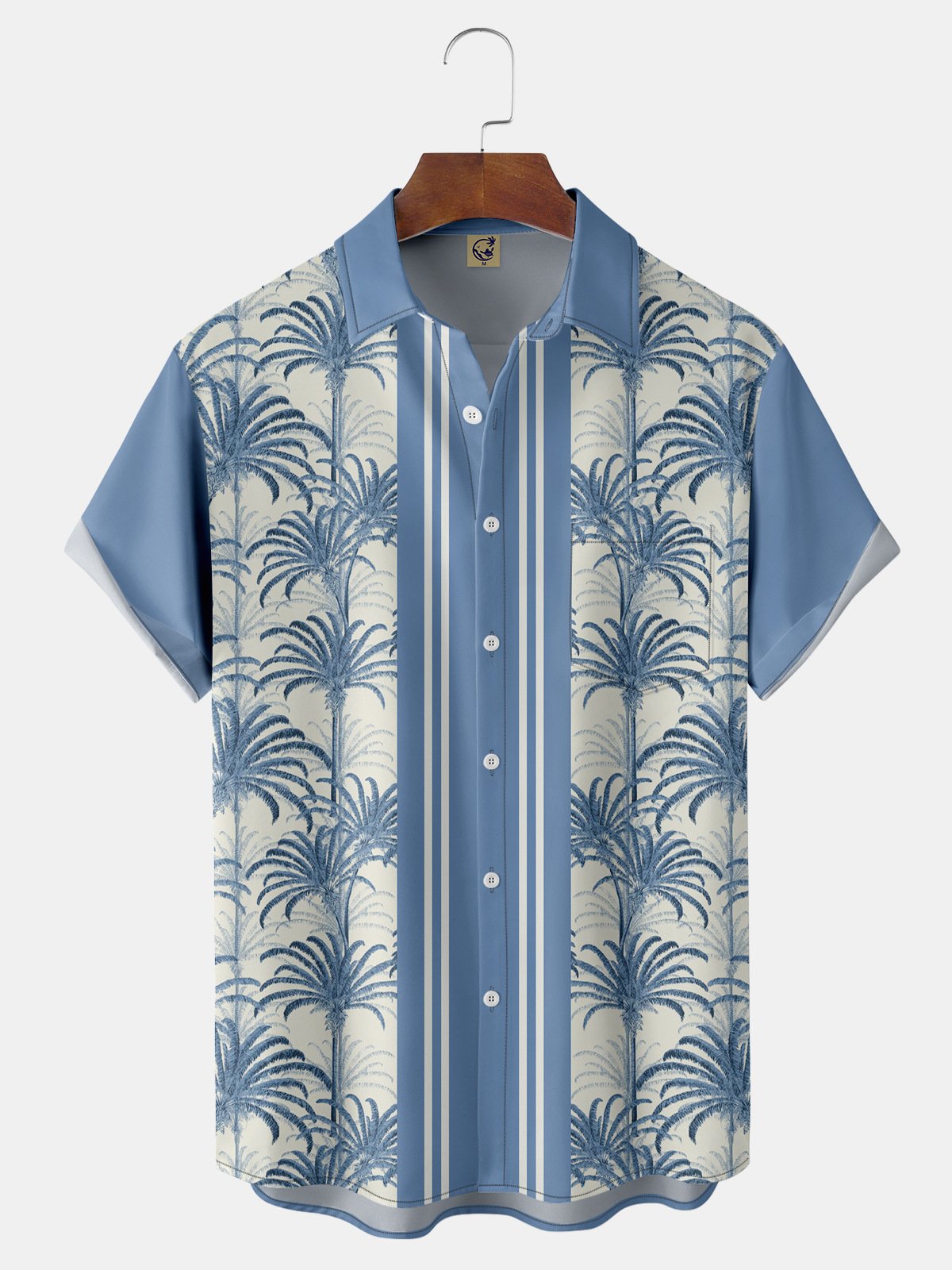 Palm Tree Chest Pocket Short Sleeve Bowling Shirt