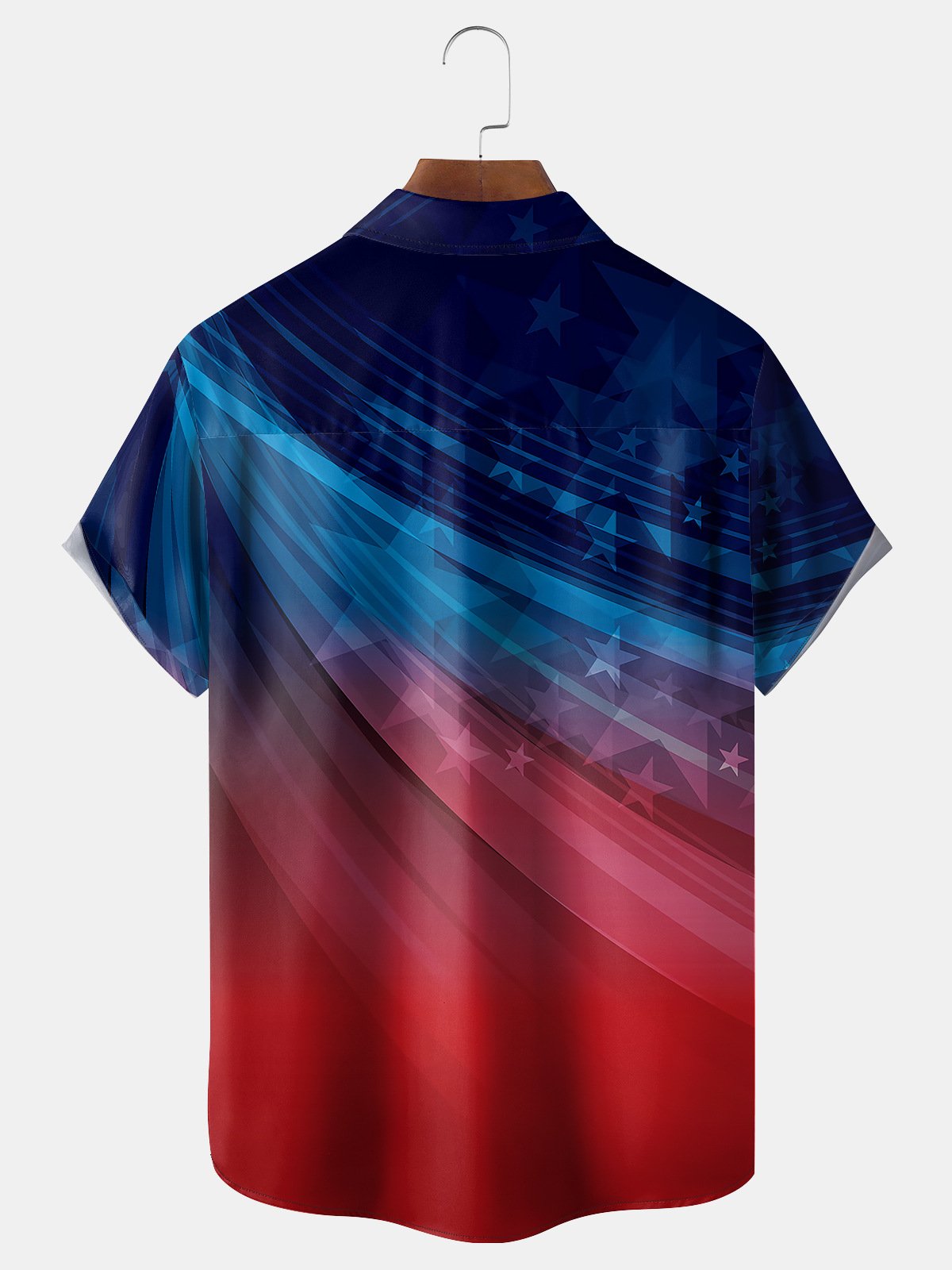 Independence Day Flag Chest Pocket Short Sleeve Shirt