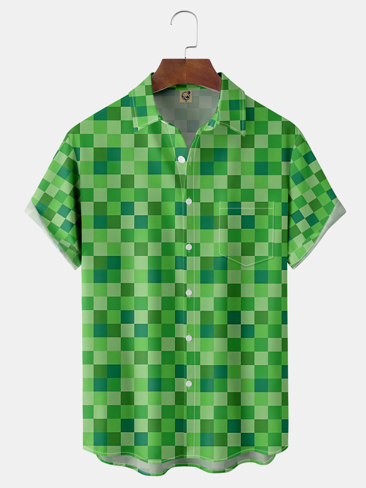 Mosaic Chest Pocket Short Sleeve Casual Shirt