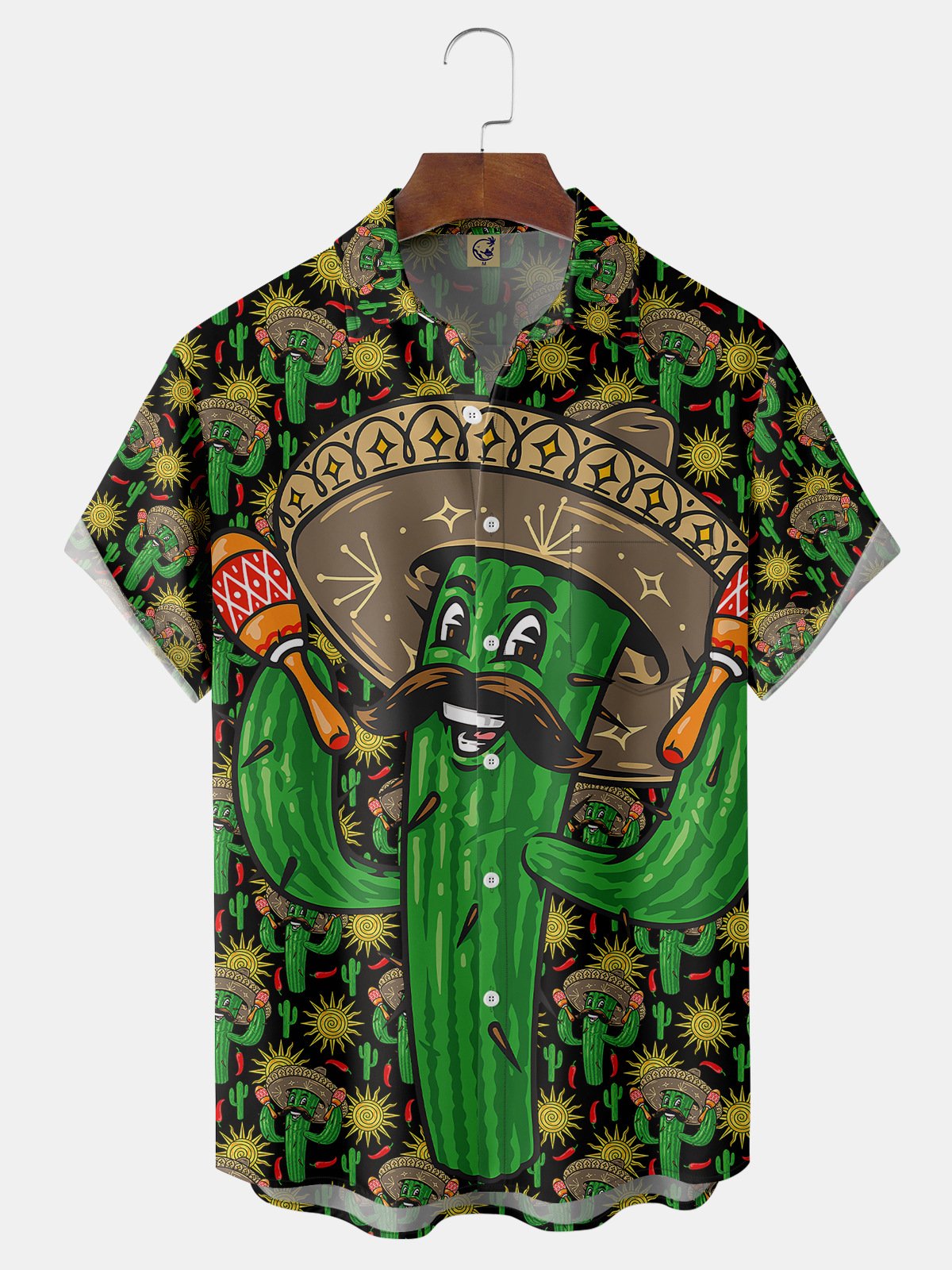 Cinco De Mayo Cactus Chest Pocket Short Sleeve Shirt