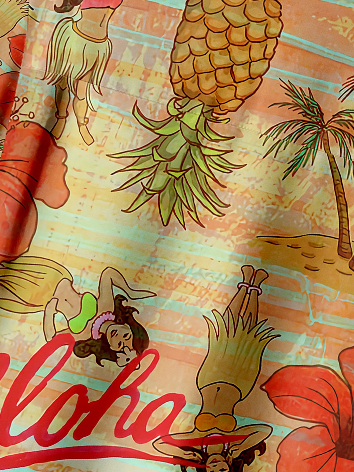 Hula Girl Chest Pocket Short Sleeve Hawaiian Shirt