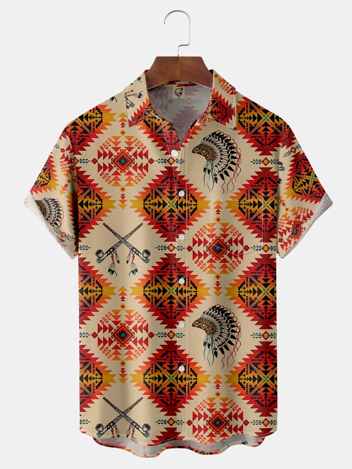 Indian Ethnic Chest Pocket Short Sleeve Casual Shirt