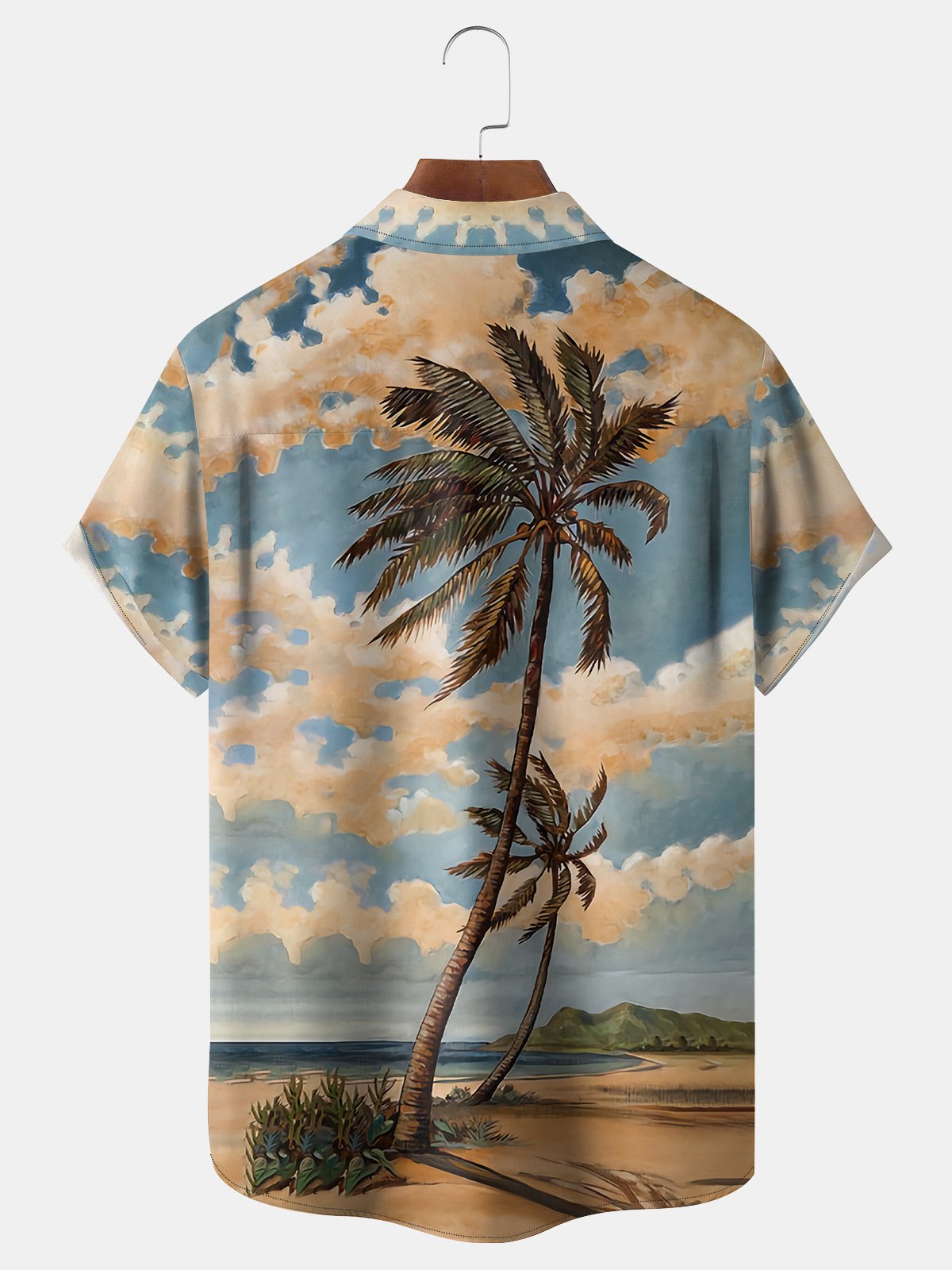 Coconut Tree Chest Pocket Short Sleeve Hawaiian Shirt