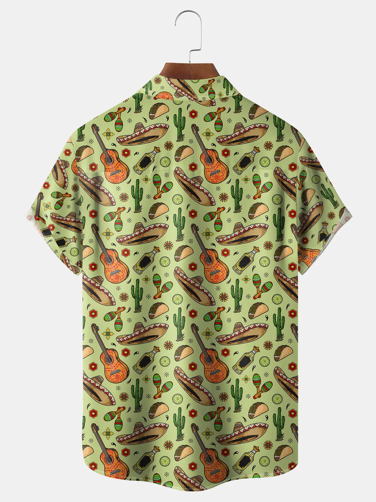 Cinco De Mayo Dinosaur Chest Pocket Short Sleeve Shirt