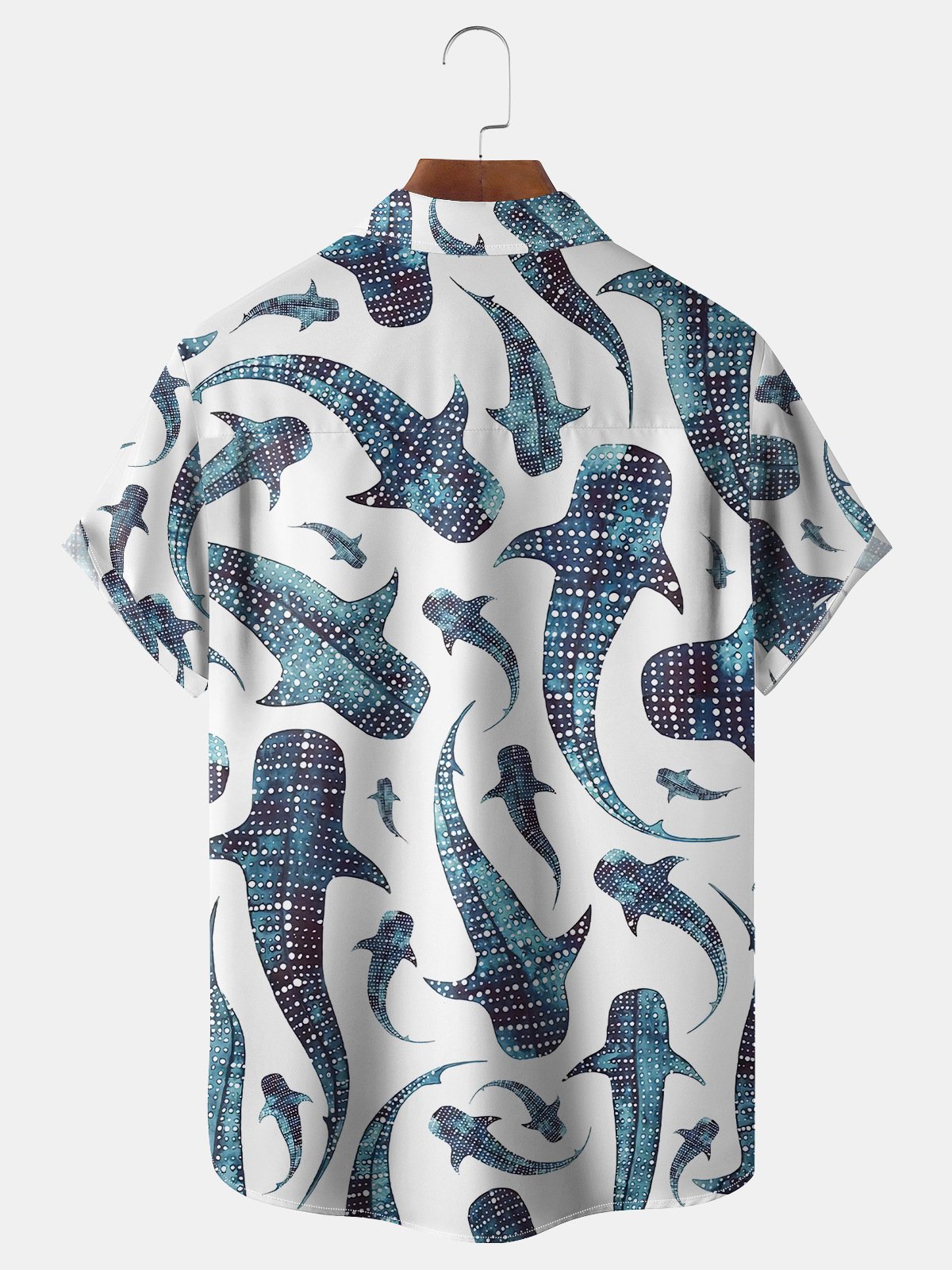 Whale Chest Pocket Short Sleeve Hawaiian Shirt
