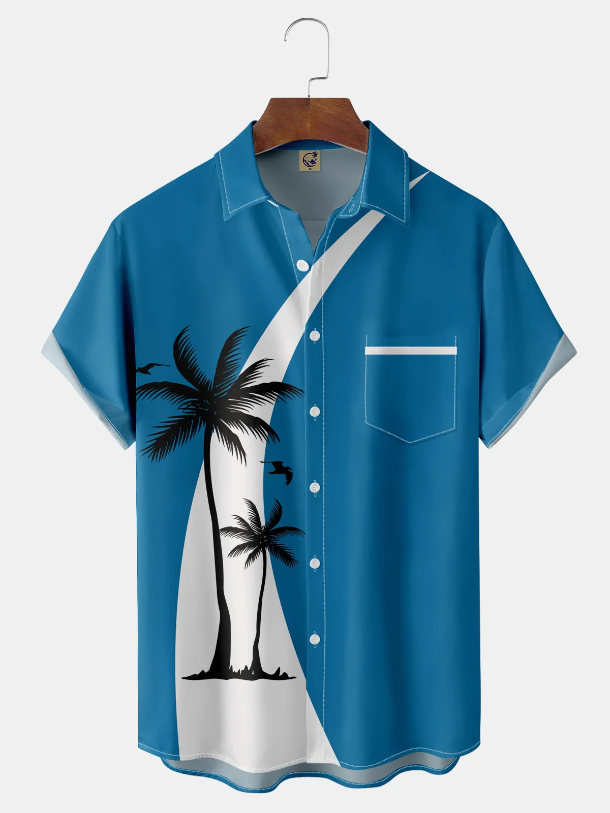 Coconut Tree Chest Pocket Short Sleeve Shirt