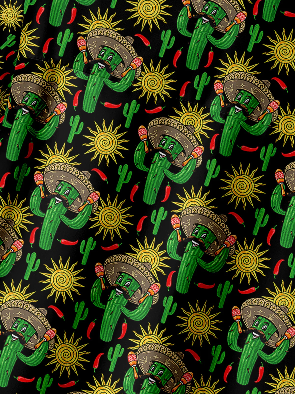 Cinco De Mayo Cactus Chest Pocket Short Sleeve Shirt