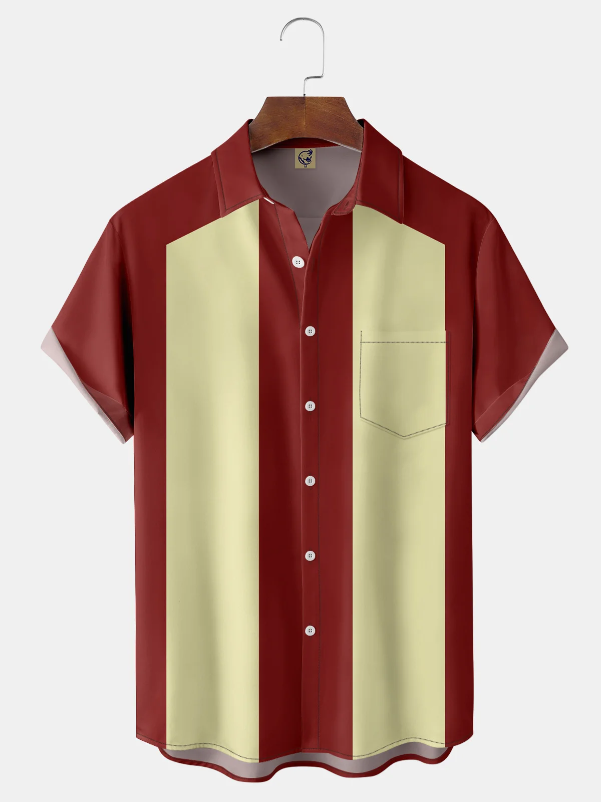 Color Block Chest Pocket Short Sleeve Hawaiian Shirt