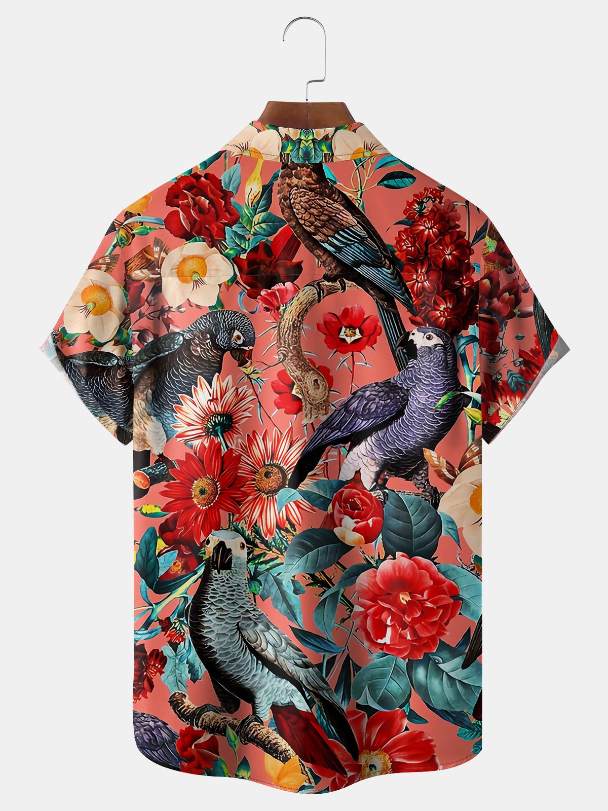 Parrots Chest Pocket Short Sleeve Hawaiian Shirt