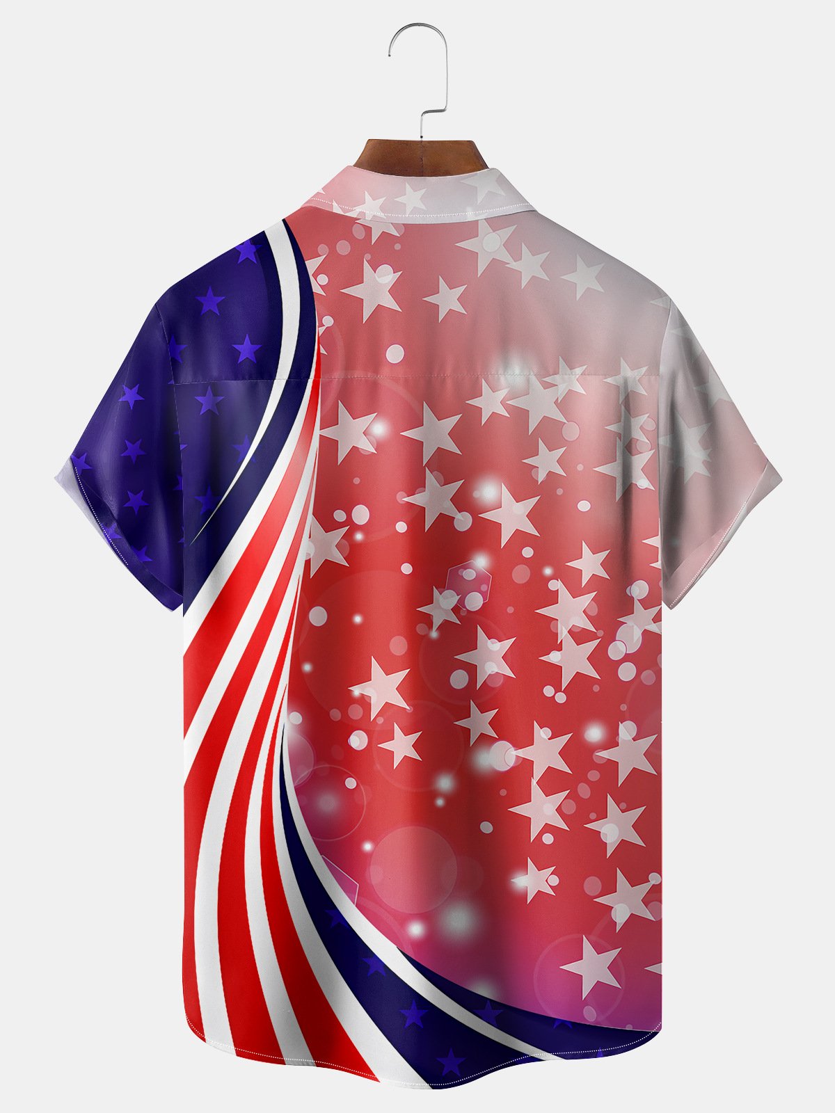 Independence Day Flag Chest Pocket Short Sleeve Shirt