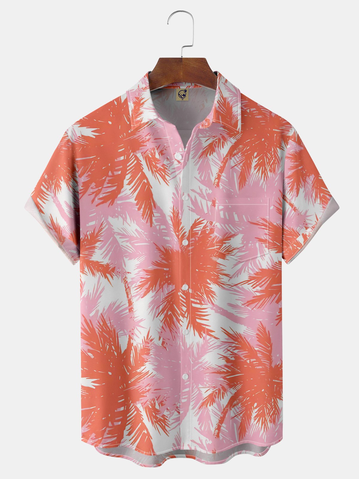 Coconut Tree Chest Pocket Short Sleeve Hawaiian Shirt