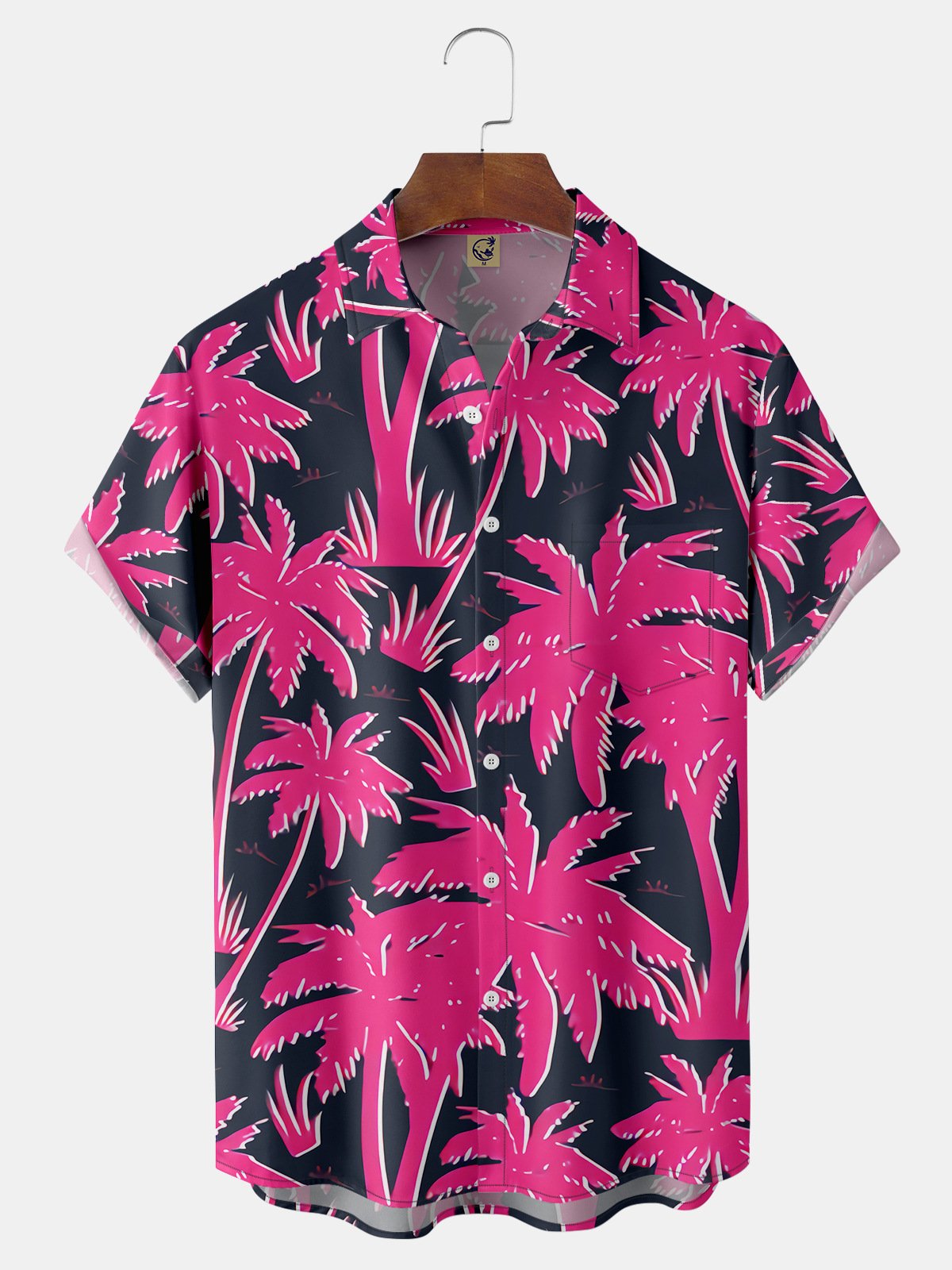 Coconut Tree Chest Pocket Short Sleeve Hawaiian Shirt