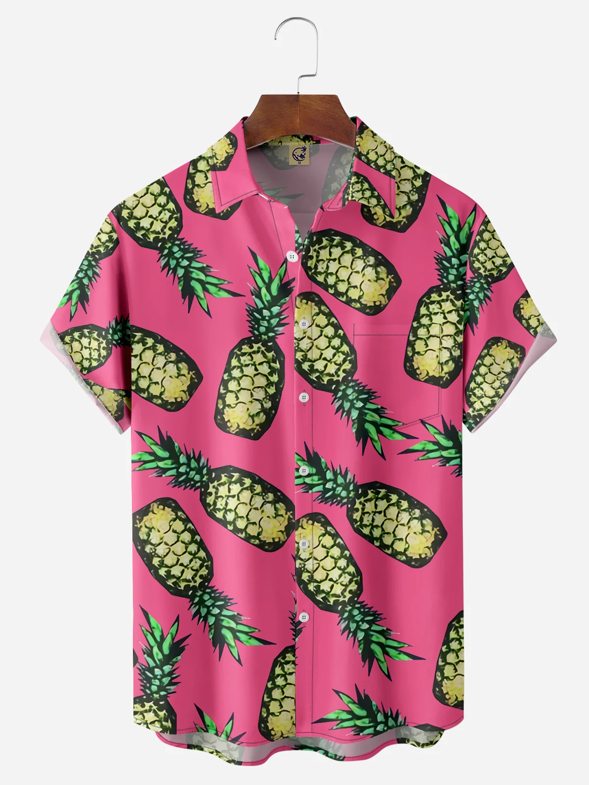 Pineapples Chest Pocket Short Sleeve Hawaiian Shirt