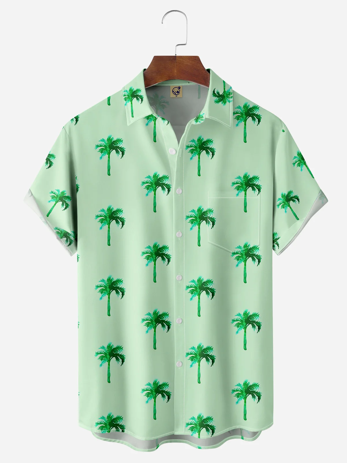 Coconut Tree Chest Pocket Short Sleeve Hawaiian Shirt