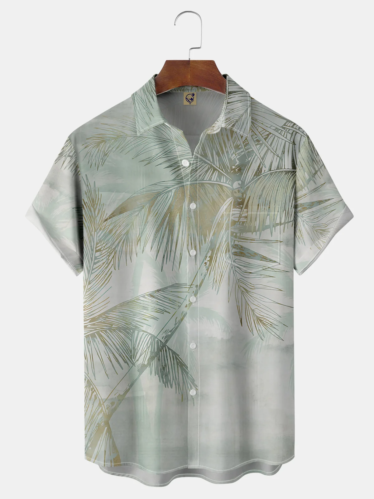 Coconut Tree Chest Pocket Short Sleeve Hawaiian Shirt